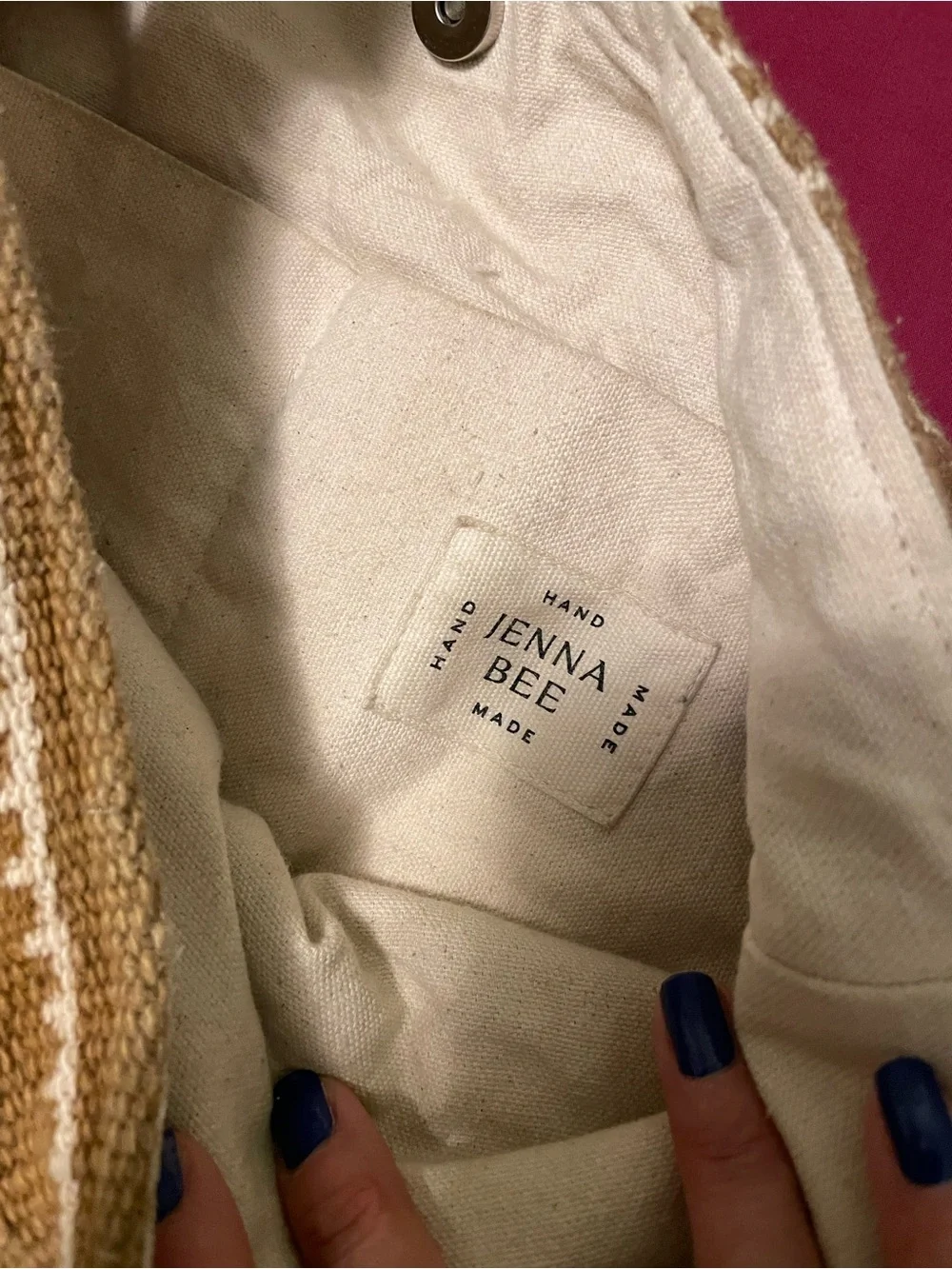 Free People Boho Handwoven burnt yellow Canvas Tote Bag